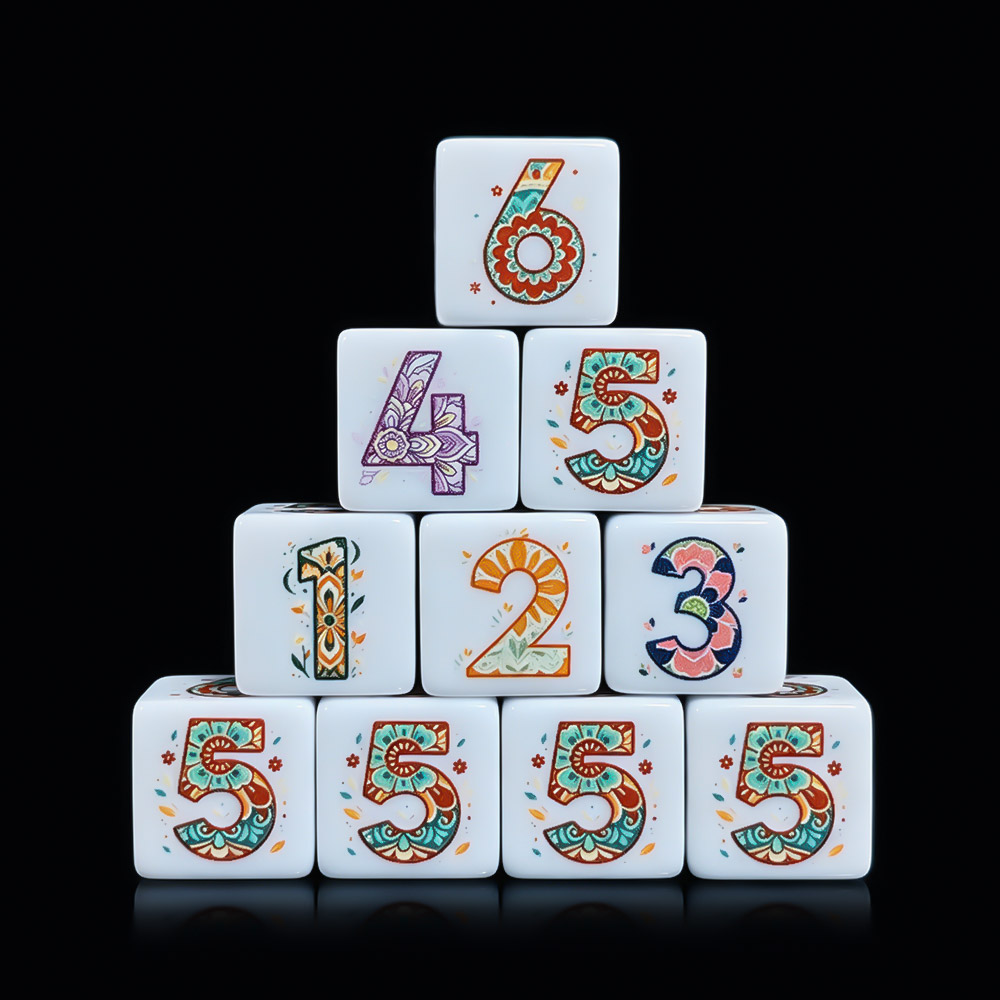 12개 프린트 만다라 꽃무늬 D6 주사위 16mm 화이 - Party Games App 리뷰 및 가격