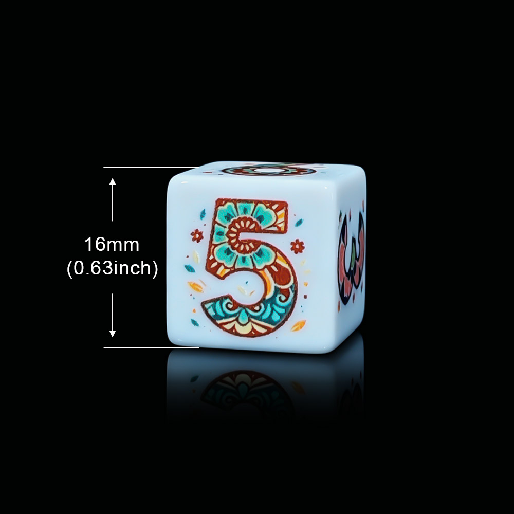 12개 프린트 만다라 꽃무늬 D6 주사위 16mm 화이 - Party Games App 리뷰 및 가격